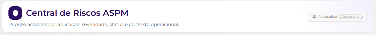 Botão Personalizar no topo da Central de Riscos ASPM