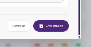 Botão final Criar equipe no modal