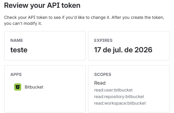 Revisao final do token de API Bitbucket