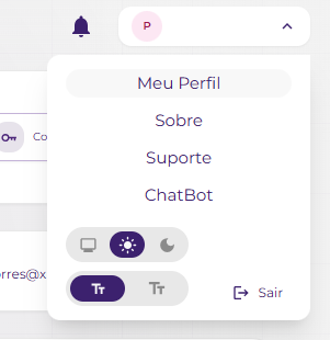 Menu do usuário com opção Meu Perfil