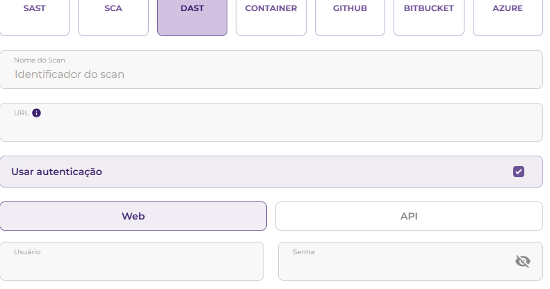 Configuração de DAST com autenticação